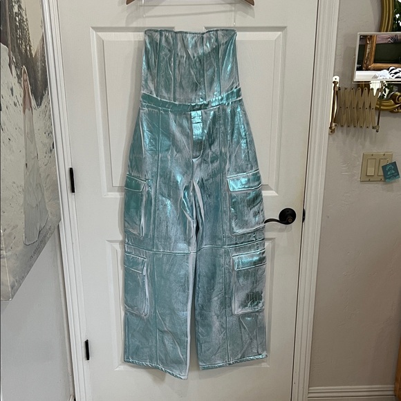 Fashion Nova Pants - NWT Strapless Metallic Foil Jumpsuit XL